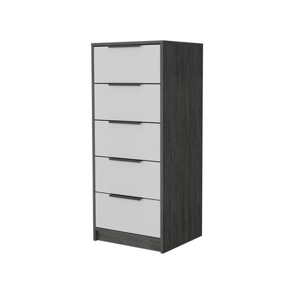 18" White and Natural Five Drawer Standard Chest