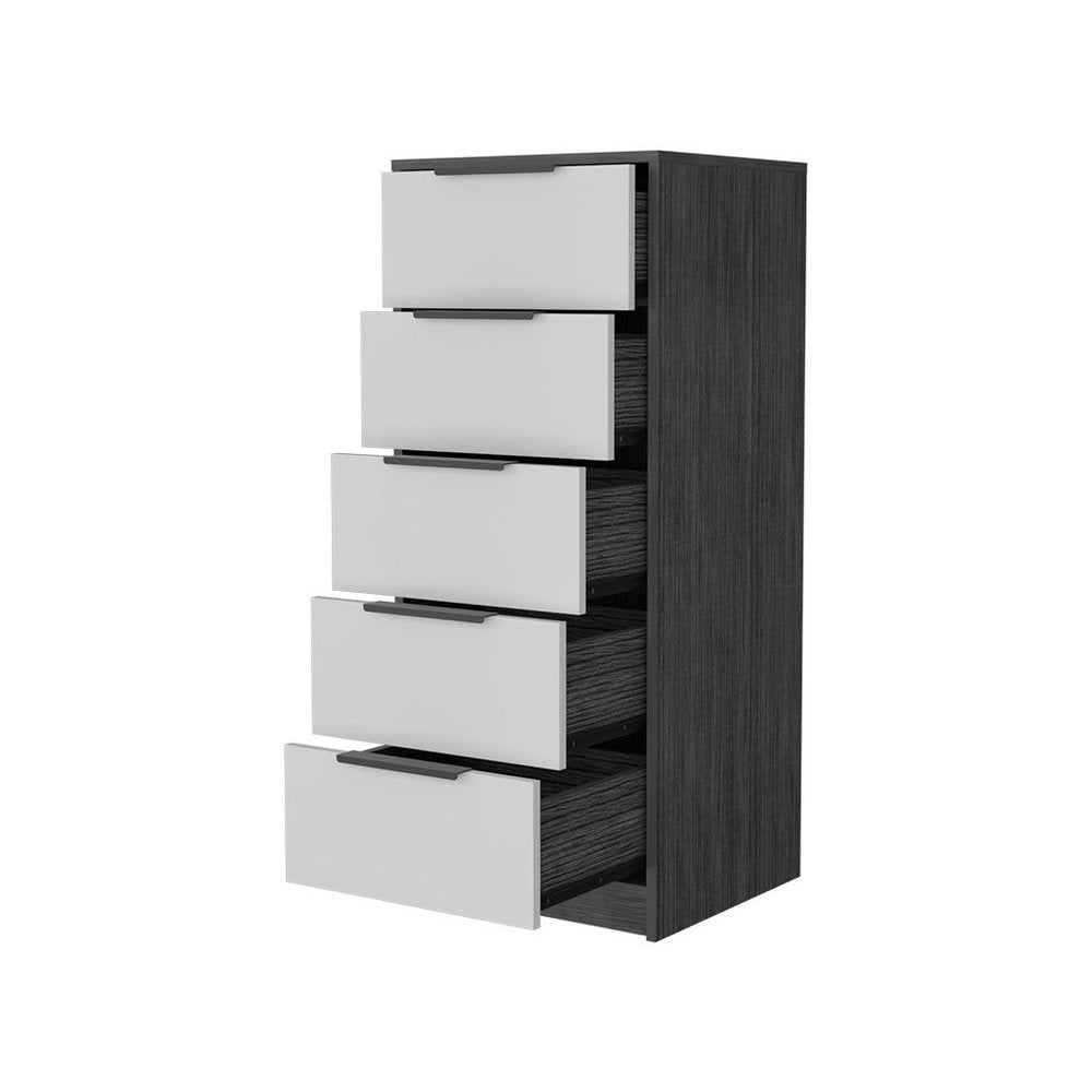 18" White and Natural Five Drawer Standard Chest