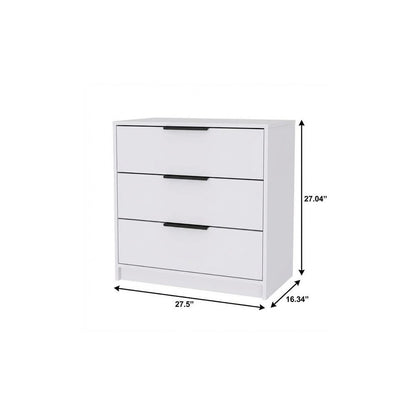 28" White Wood Three Drawer Dresser