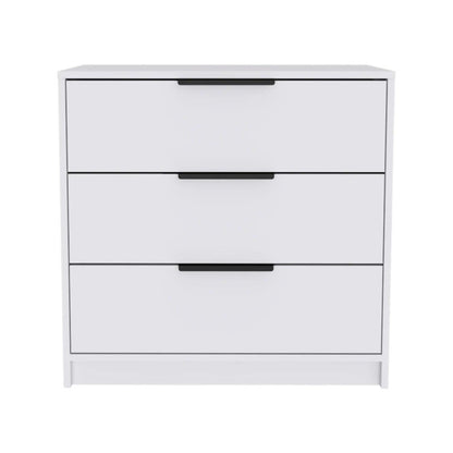 28" White Wood Three Drawer Dresser