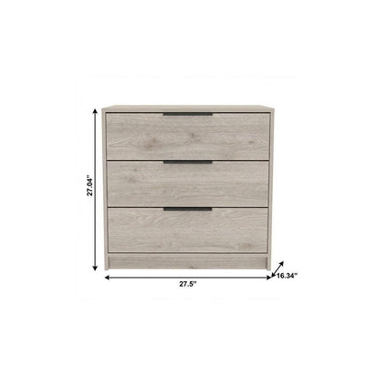 28" Light Gray Wood Three Drawer Dresser