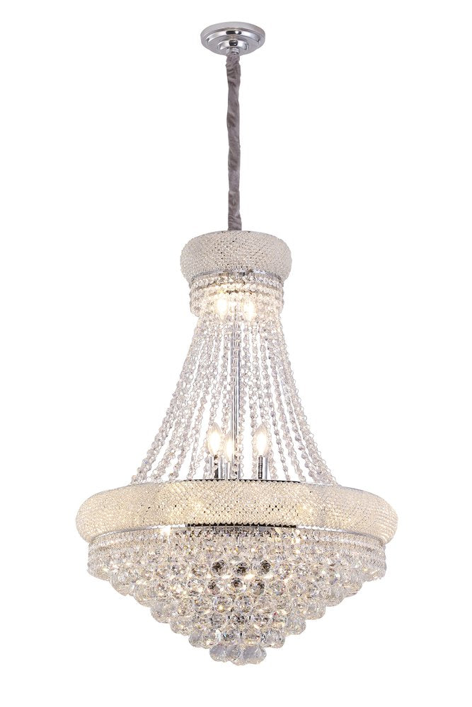 Clear And Silver Empire Multi Light Crystal and Metal Dimmable Chandelier