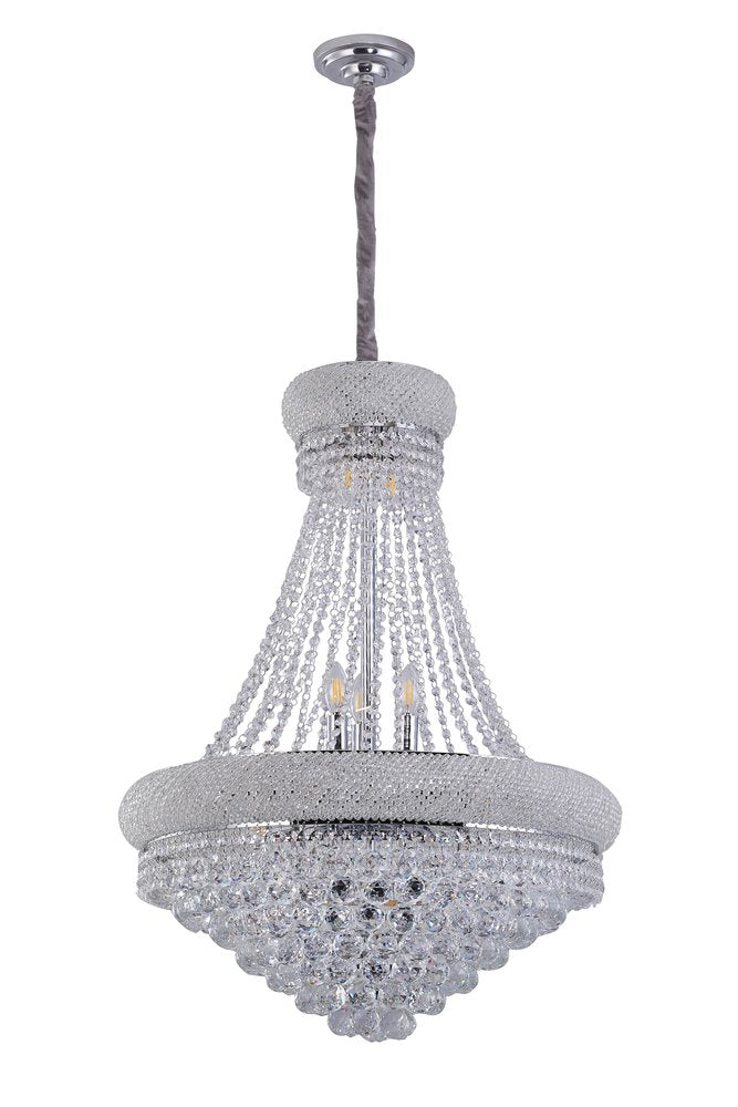 Clear And Silver Empire Multi Light Crystal and Metal Dimmable Chandelier