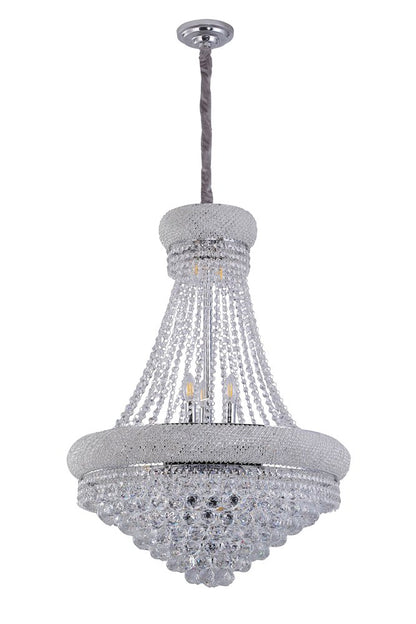 Clear And Silver Empire Multi Light Crystal and Metal Dimmable Chandelier