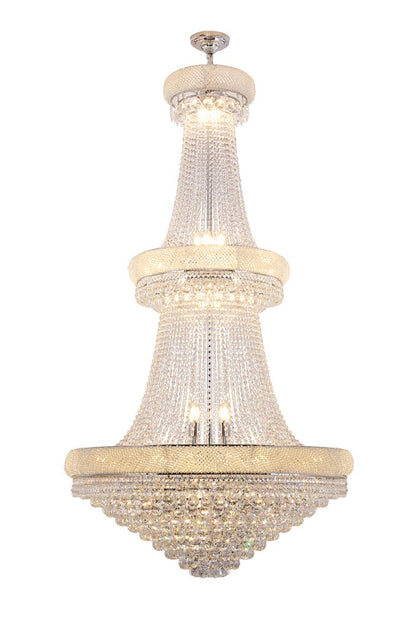 Clear And Silver Empire Multi Light Crystal and Metal Dimmable Chandelier