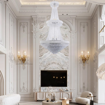 Clear And Silver Empire Multi Light Crystal and Metal Dimmable Chandelier
