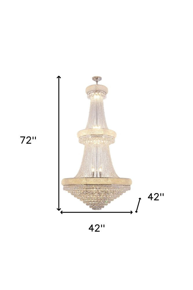 Clear And Silver Empire Multi Light Crystal and Metal Dimmable Chandelier