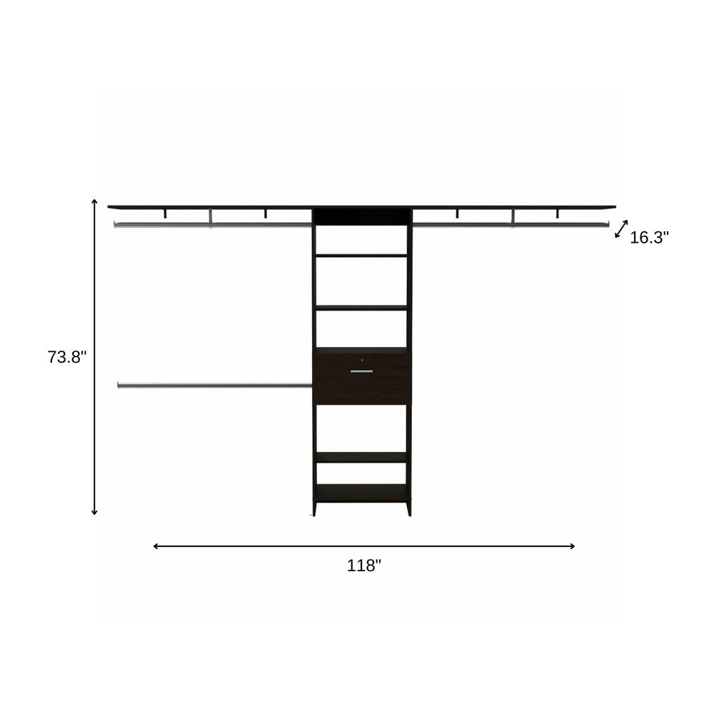 118" Black Wood Closet System