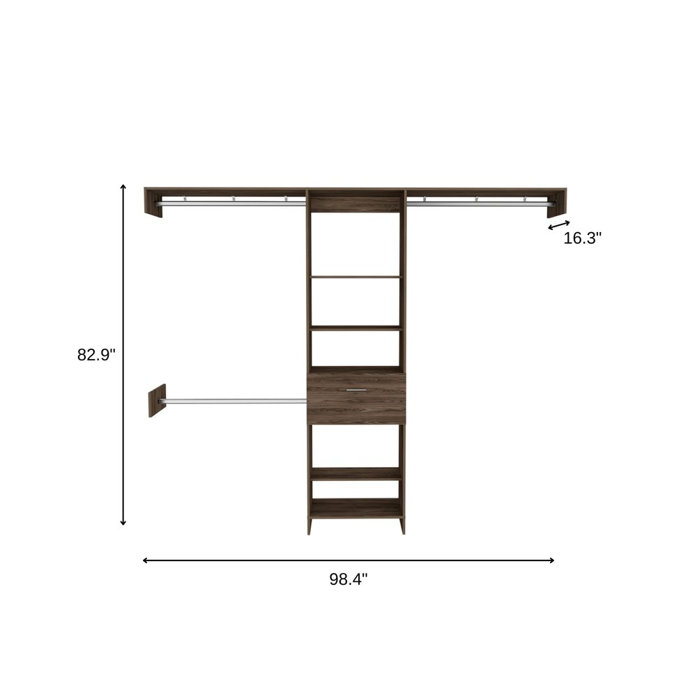 98" Brown Wood Closet System
