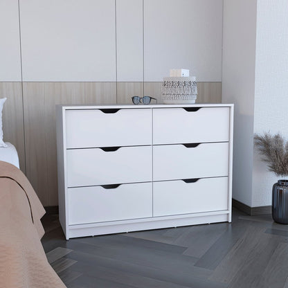 18" White Wood Five Drawer Dresser