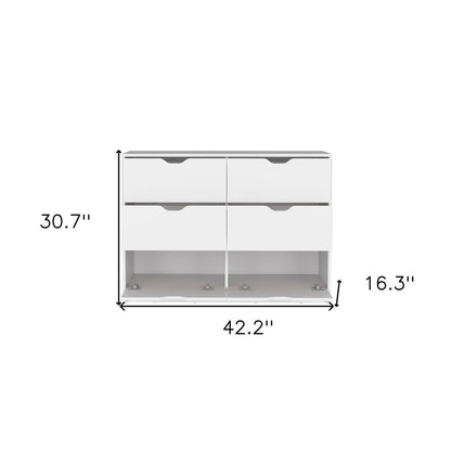 18" White Wood Five Drawer Dresser