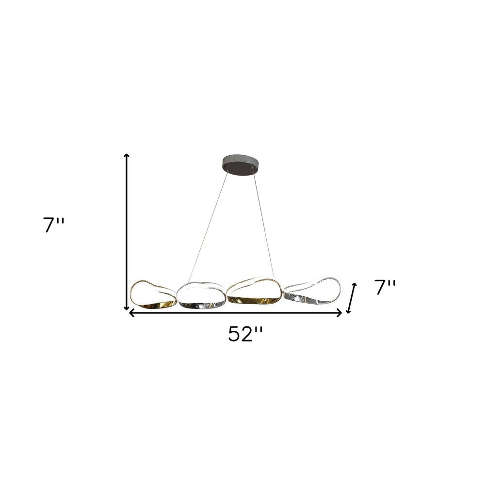 Gold And Silver Unique Statement Four Light Metal LED Dimmable Chandelier