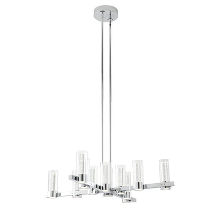 Silver And Clear Candle Style Twelve Light Transparent Metal LED Dimmable Chandelier With Clear Shades