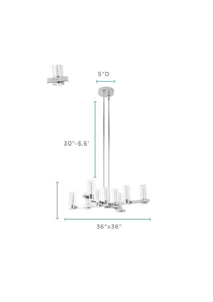 Silver And Clear Candle Style Twelve Light Transparent Metal LED Dimmable Chandelier With Clear Shades
