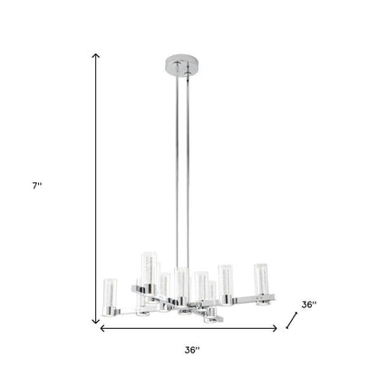 Silver And Clear Candle Style Twelve Light Transparent Metal LED Dimmable Chandelier With Clear Shades