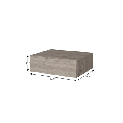 16" Gray Wood One Drawer Floating Nightstand