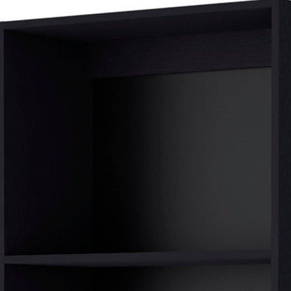 71" Black Wood Four Tier Bookcase