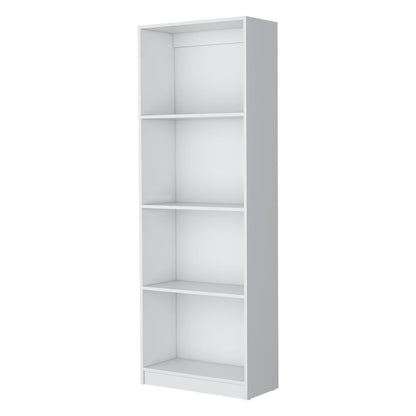 71" White Wood Four Tier Bookcase