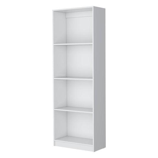 71" White Wood Four Tier Bookcase