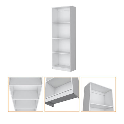71" White Wood Four Tier Bookcase