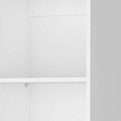 71" White Wood Five Tier Bookcase