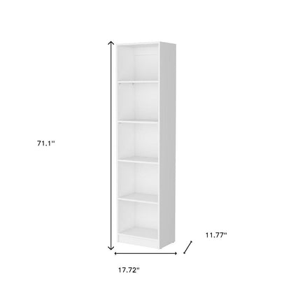 71" White Wood Five Tier Bookcase