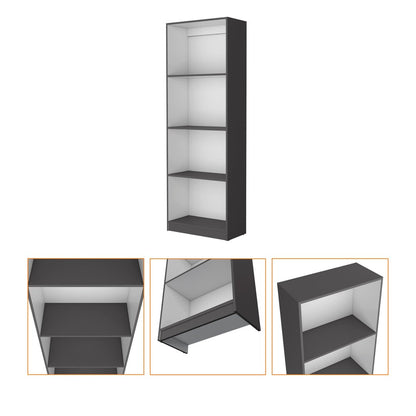 71" Gray And White Wood Four Tier Bookcase