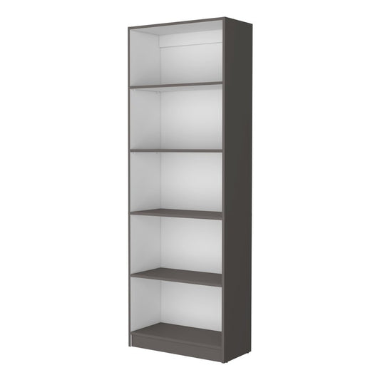 71" Gray And White Wood Five Tier Bookcase