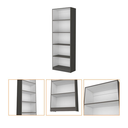 71" Gray And White Wood Five Tier Bookcase
