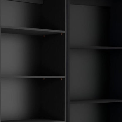 Set of Two Black Wood Multi Tier Bookcases