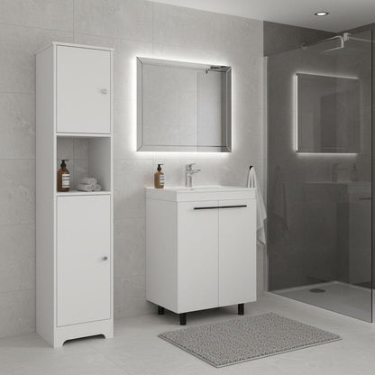 16" White Wood Freestanding Bathroom Vanity With Sink