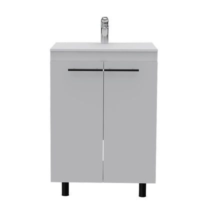16" White Wood Freestanding Bathroom Vanity With Sink