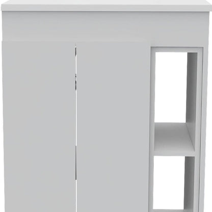 24" White Wood Freestanding Bathroom Vanity With Sink And Medicine Cabinet With Mirror