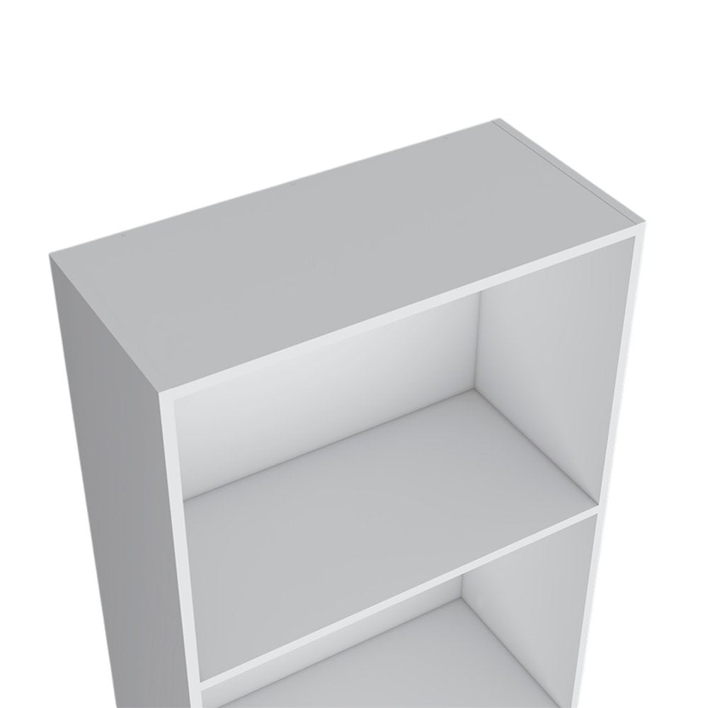 71" White Wood Four Tier Bookcase