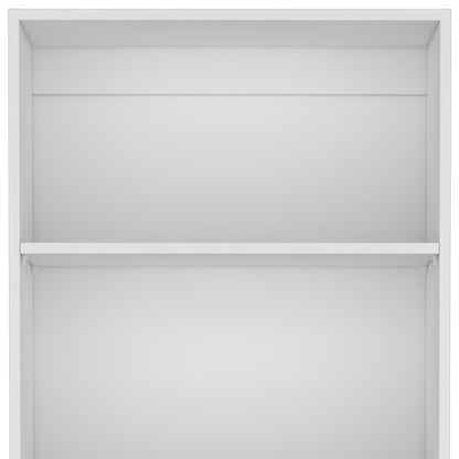 71" White Wood Five Tier Bookcase