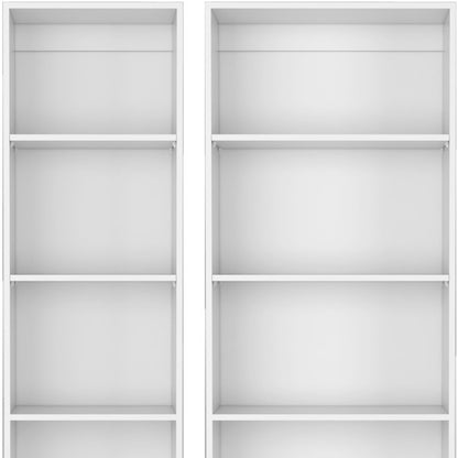 Set of Two White Wood Five Tier Modular Bookcase