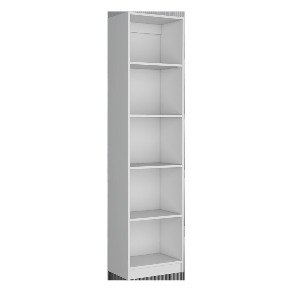 Set of Two White Wood Five Tier Modular Bookcase