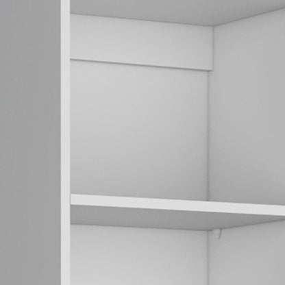 Set of Three White Wood Five Tier Modular Bookcase with Two Doors
