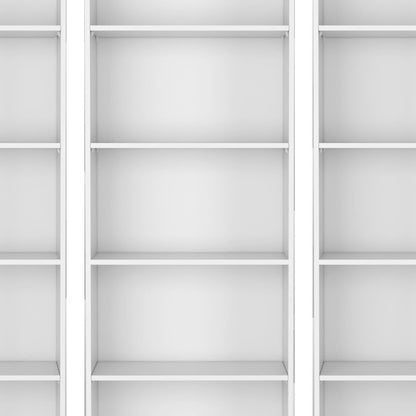Set of Three White Wood Five Tier Modular Bookcase