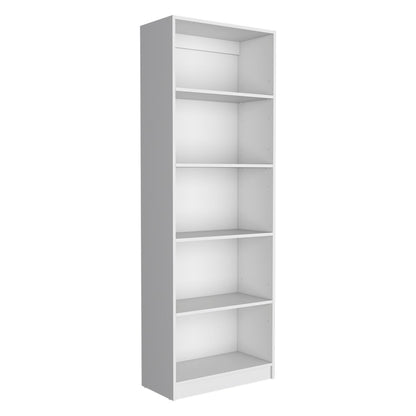 Set of Three White Wood Five Tier Modular Bookcase