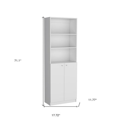 Set of Three White Wood Five Tier Modular Bookcase with Four Doors