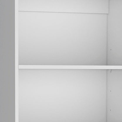 Set of Three White Wood Five Tier Modular Bookcase with Four Doors