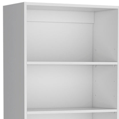 Set of Three White Wood Five Tier Modular Bookcase with Four Doors