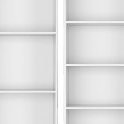 Set of Two White Wood Nine Tier Modular Bookcase