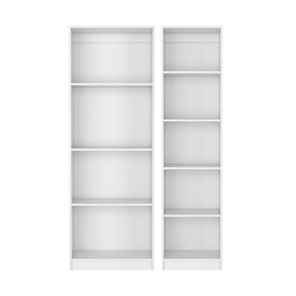 Set of Two White Wood Nine Tier Modular Bookcase