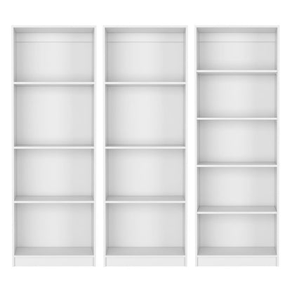 Set of Three White Wood Thirteen Tier Modular Bookcase