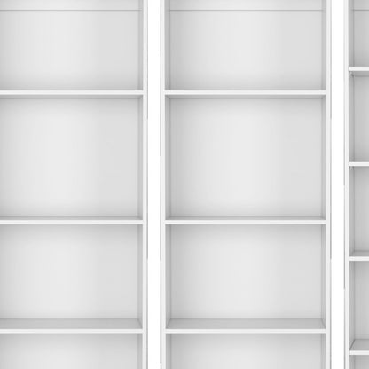 Set of Three White Wood Thirteen Tier Modular Bookcase