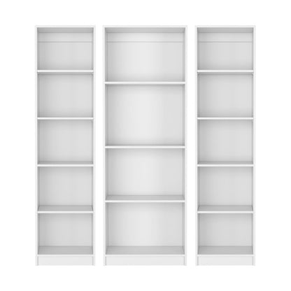 Set of Three White Wood Fourteen Tier Modular Bookcase