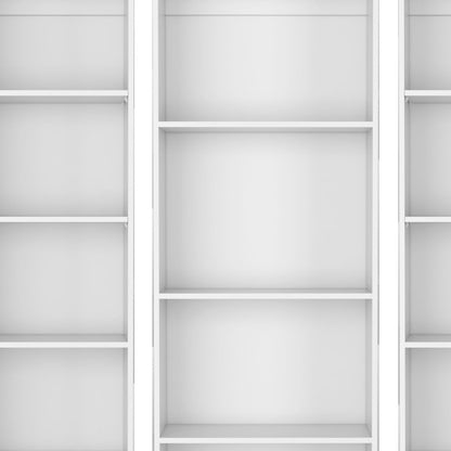 Set of Three White Wood Fourteen Tier Modular Bookcase