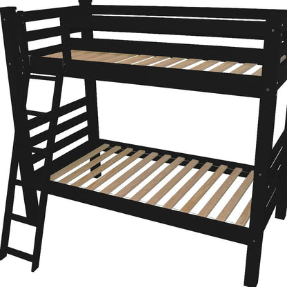 Black Twin Over Twin Solid Wood Bunk Bed